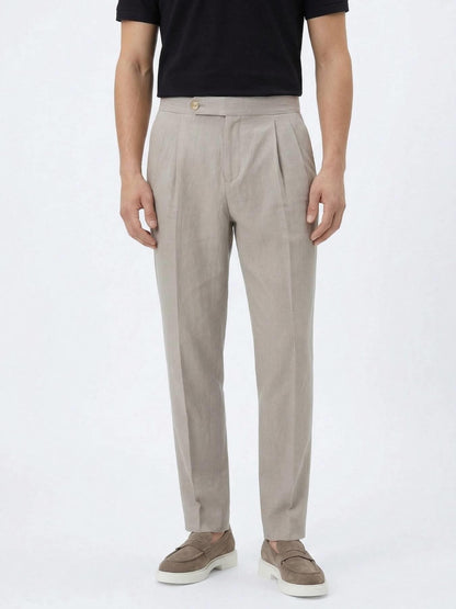Koyu Vizon Dokuma Carrot Fit Casual Pamuk Karışımlı Pantolon