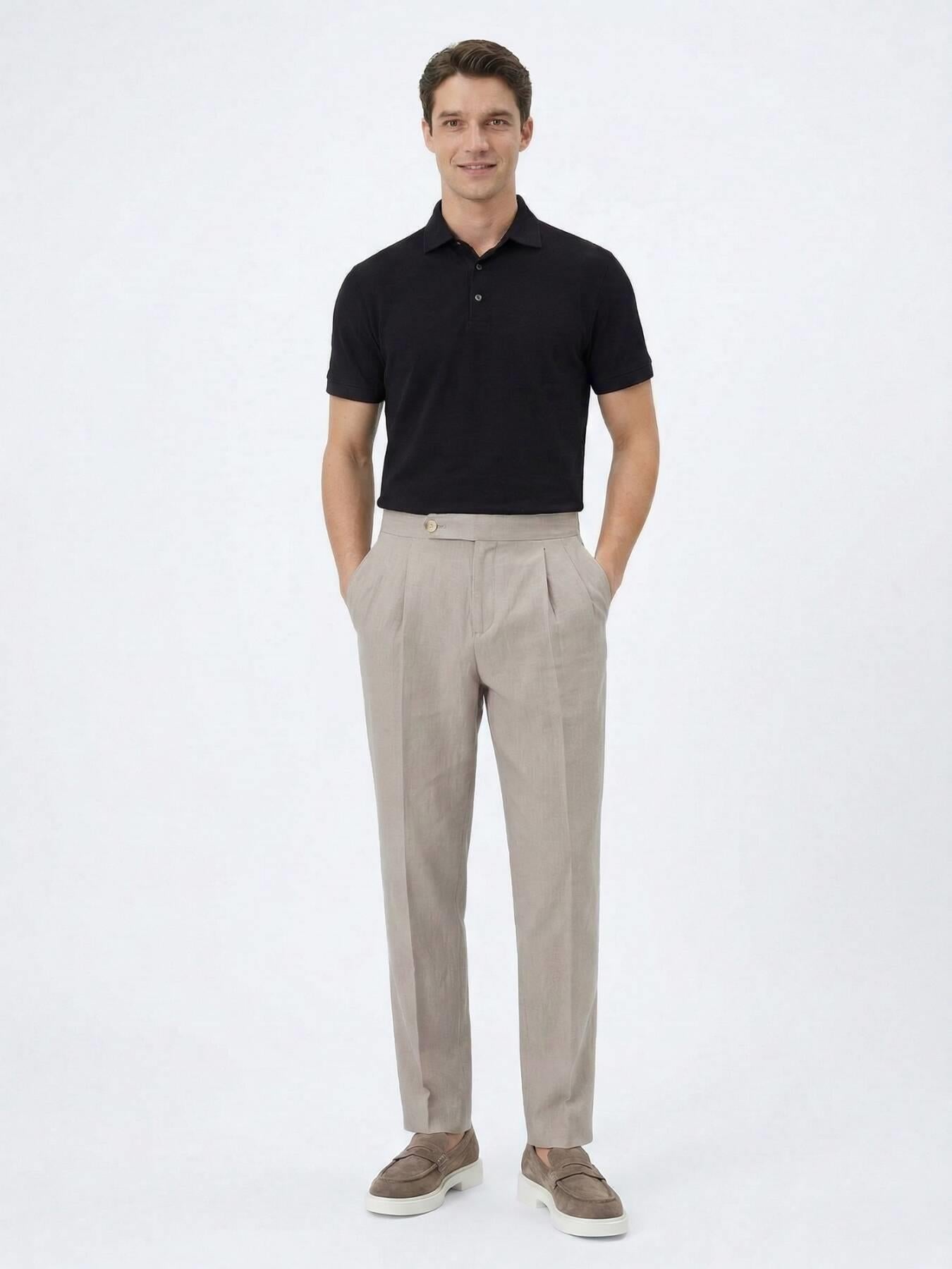 Koyu Vizon Dokuma Carrot Fit Casual Pamuk Karışımlı Pantolon