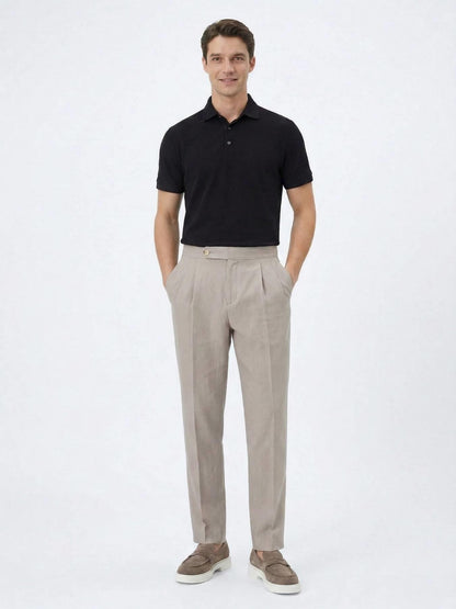 Koyu Vizon Dokuma Carrot Fit Casual Pamuk Karışımlı Pantolon