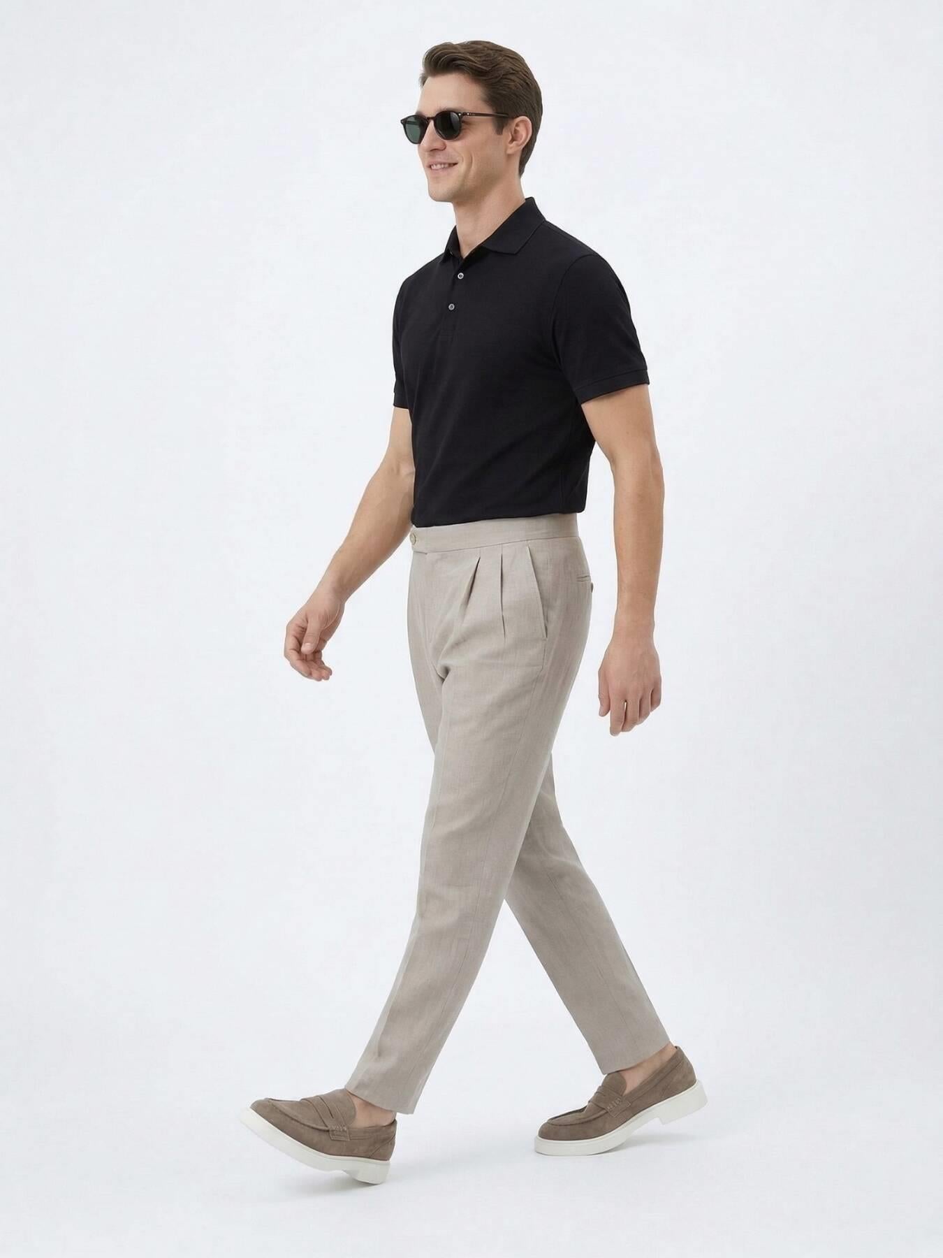 Koyu Vizon Dokuma Carrot Fit Casual Pamuk Karışımlı Pantolon