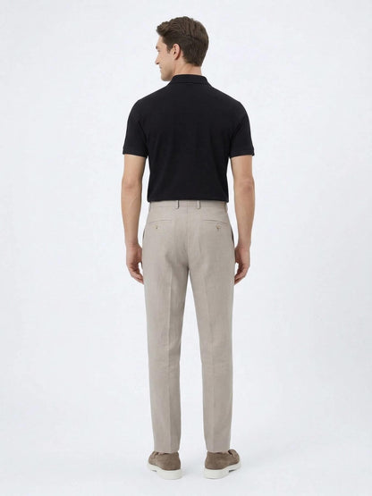 Koyu Vizon Dokuma Carrot Fit Casual Pamuk Karışımlı Pantolon