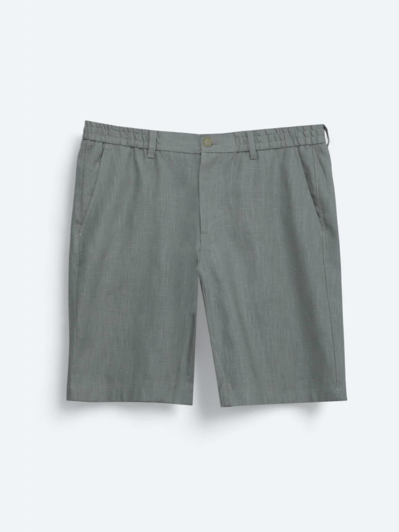 Nil Yeşili Dokuma Jogging Fit Casual Pamuk Karışımlı Bermuda