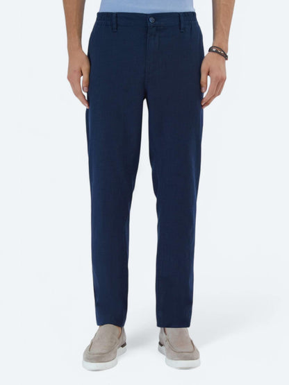 Lacivert Dokuma Jogging Fit Casual Pamuk Karışımlı Pantolon