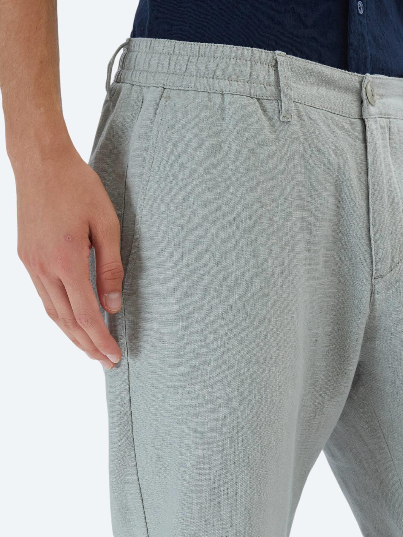 Nil Yeşili Dokuma Jogging Fit Casual Pamuk Karışımlı Pantolon