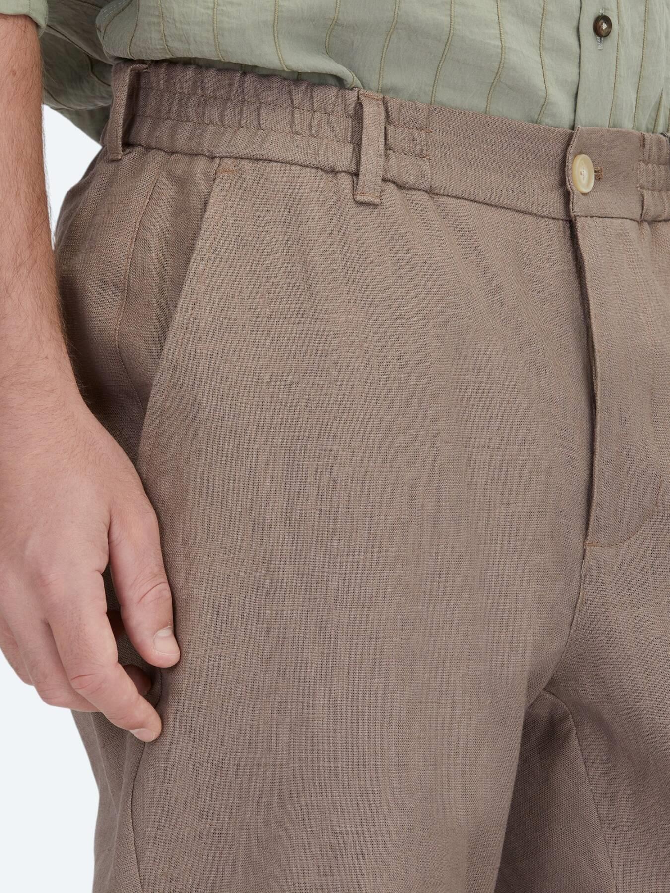 Koyu Vizon Dokuma Jogging Fit Casual Pamuk Karışımlı Pantolon