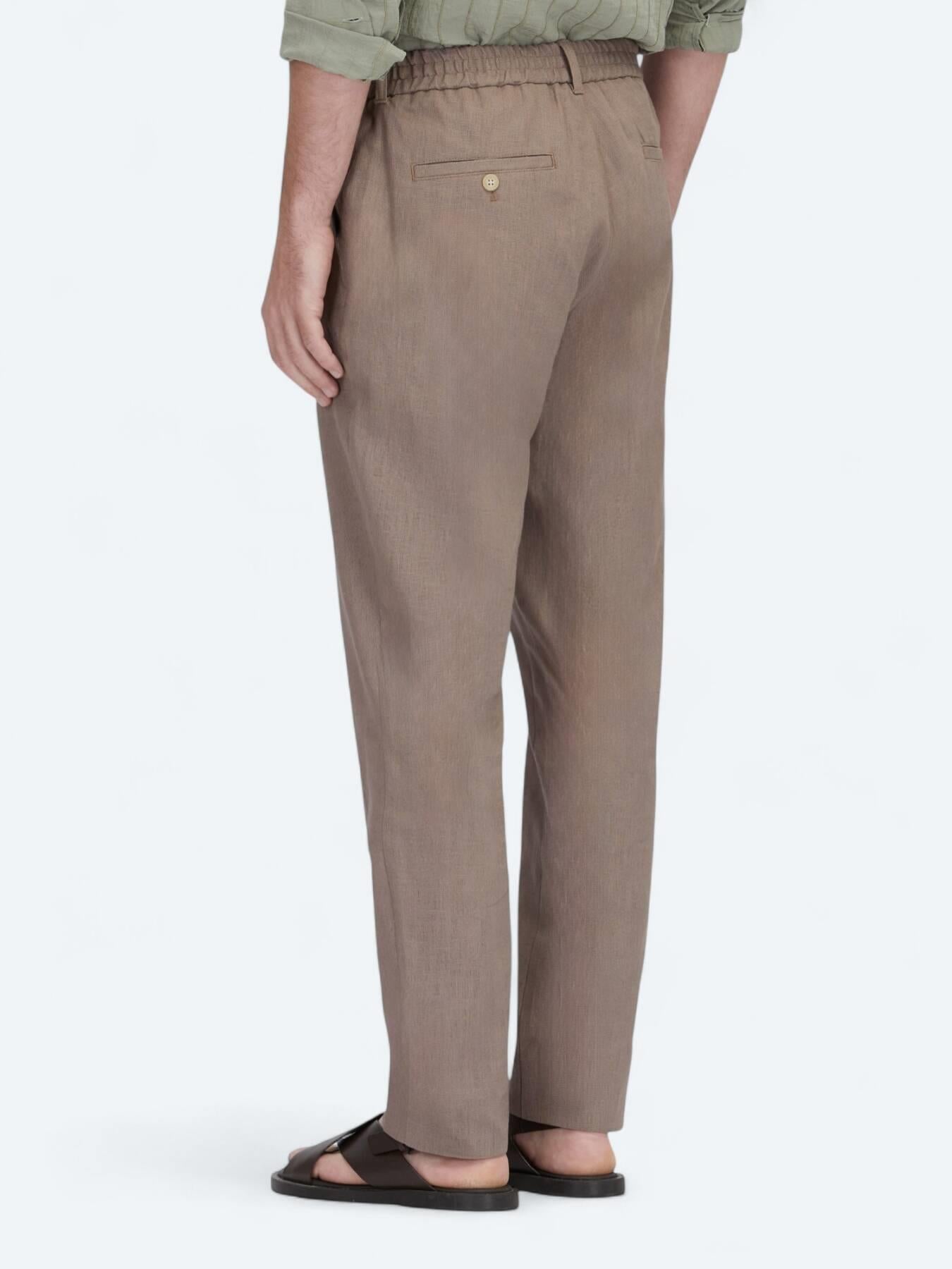 Koyu Vizon Dokuma Jogging Fit Casual Pamuk Karışımlı Pantolon