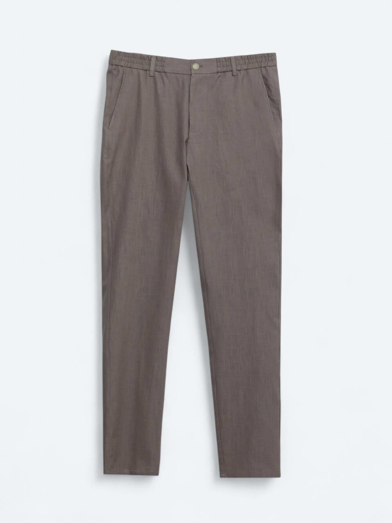 Koyu Vizon Dokuma Jogging Fit Casual Pamuk Karışımlı Pantolon