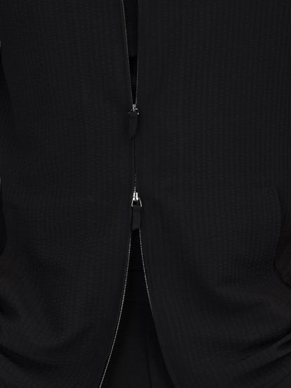 Siyah Regular Fit Dokuma Overshırt