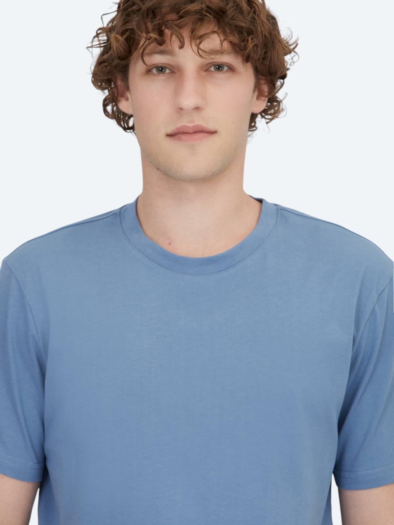 Indigo Bisiklet Yaka %100 Pamuk T-shirt