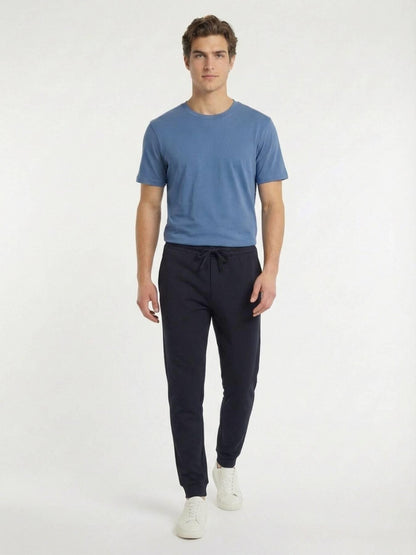 Indigo Bisiklet Yaka %100 Pamuk T-shirt