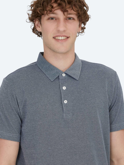 Lacivert Polo Yaka Pamuk Karışımlı T-shirt