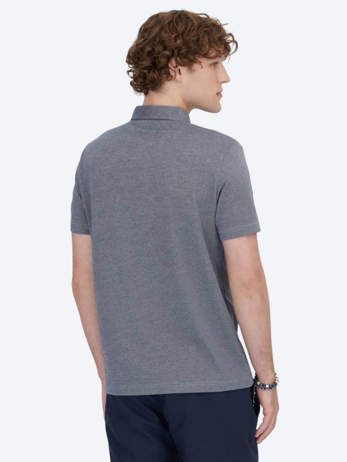 Lacivert Polo Yaka Pamuk Karışımlı T-shirt