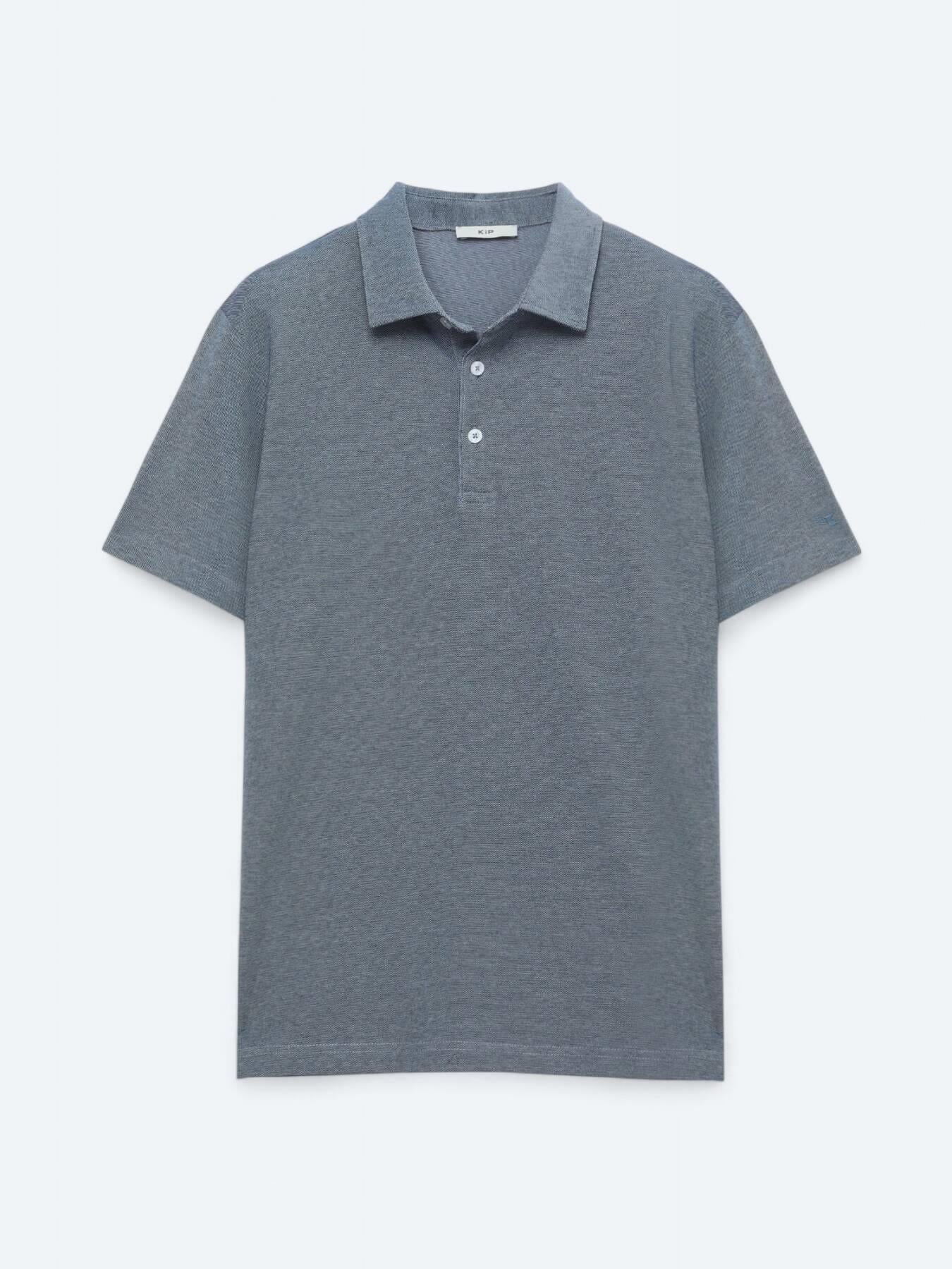 Lacivert Polo Yaka Pamuk Karışımlı T-shirt