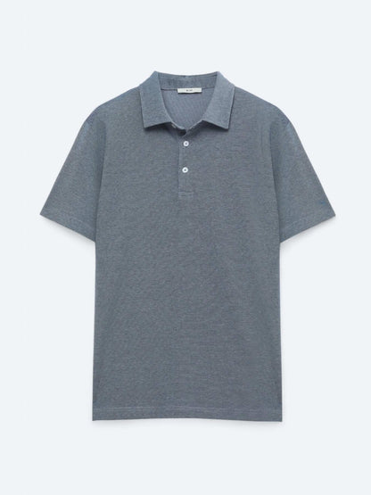 Lacivert Polo Yaka Pamuk Karışımlı T-shirt