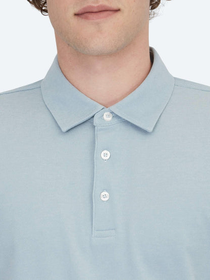 Açık Mavi Polo Yaka Pamuk Karışımlı T-shirt