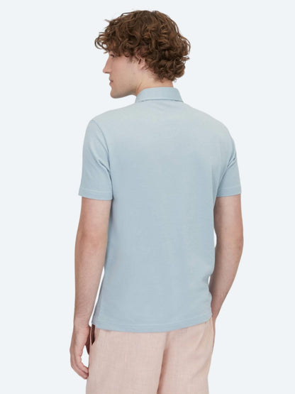 Açık Mavi Polo Yaka Pamuk Karışımlı T-shirt