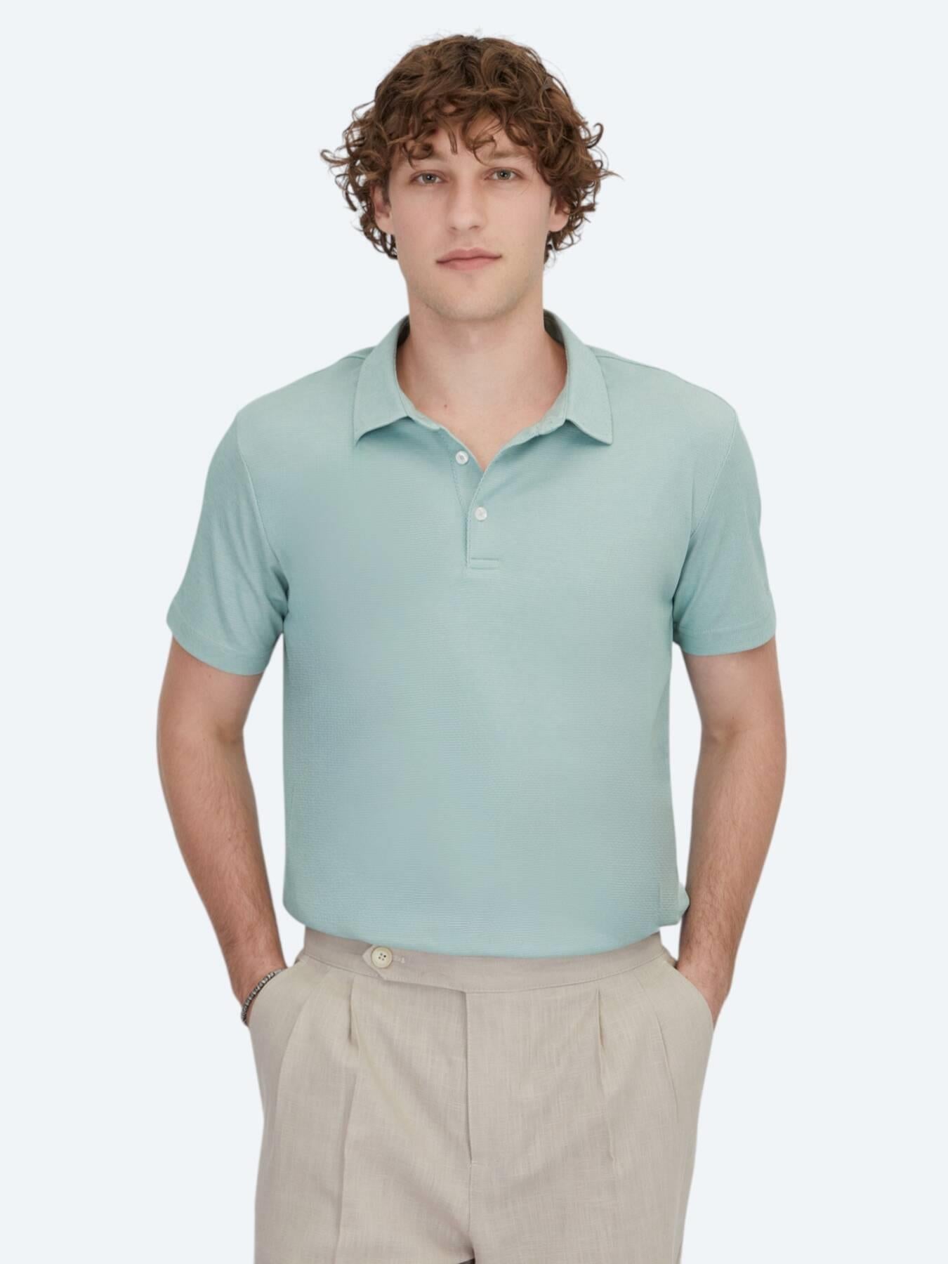 Yeşil Polo Yaka Pamuk Karışımlı T-shirt