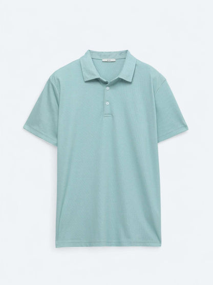 Yeşil Polo Yaka Pamuk Karışımlı T-shirt