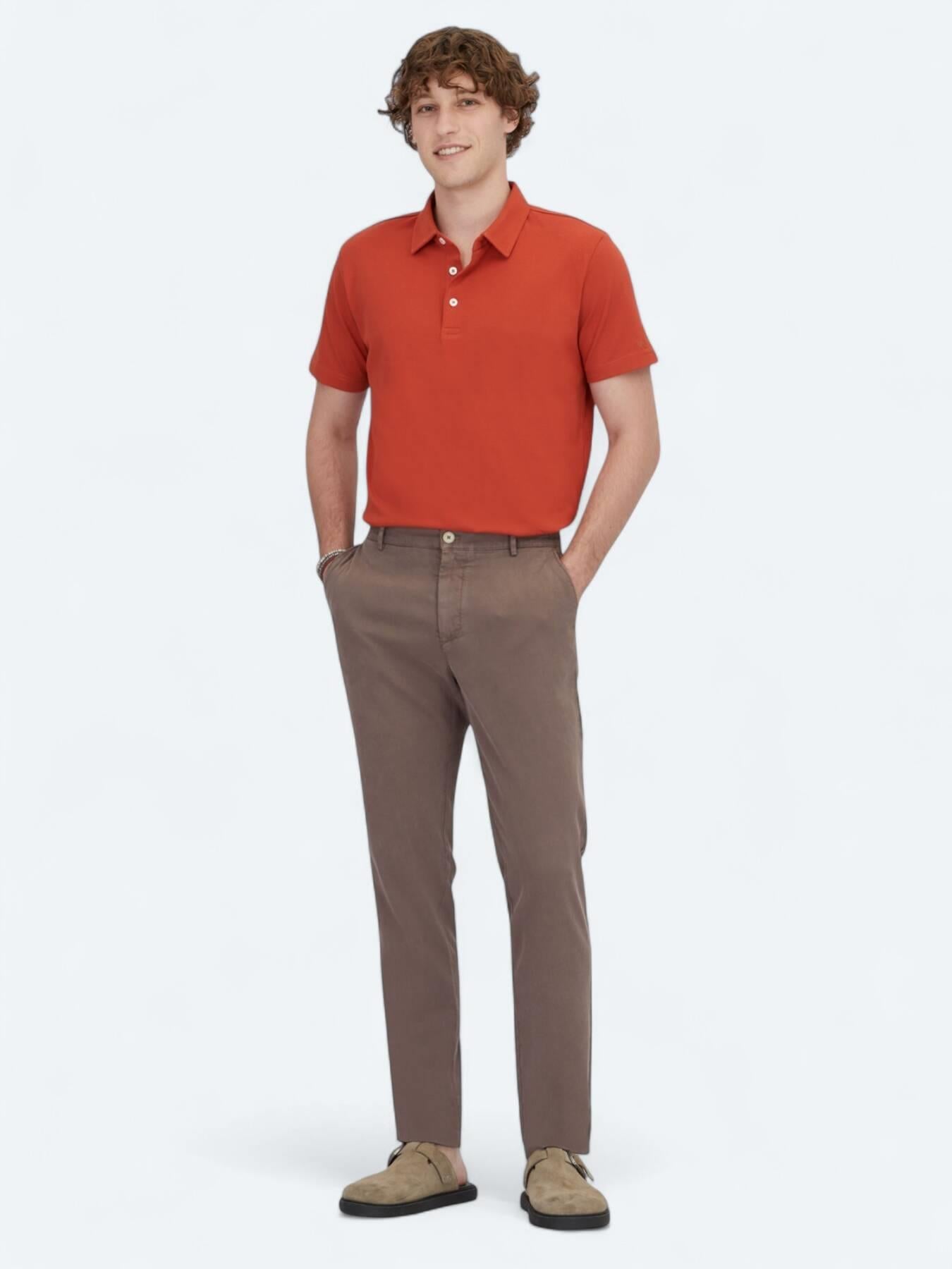Tarçın Polo Yaka Pamuk Karışımlı T-shirt