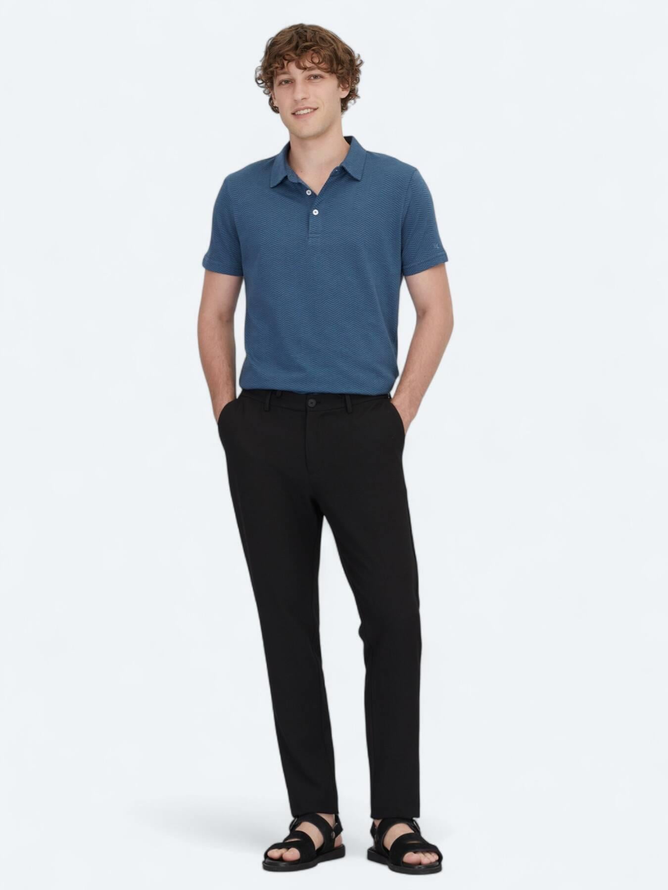 Lacivert Polo Yaka %100 Pamuk T-shirt