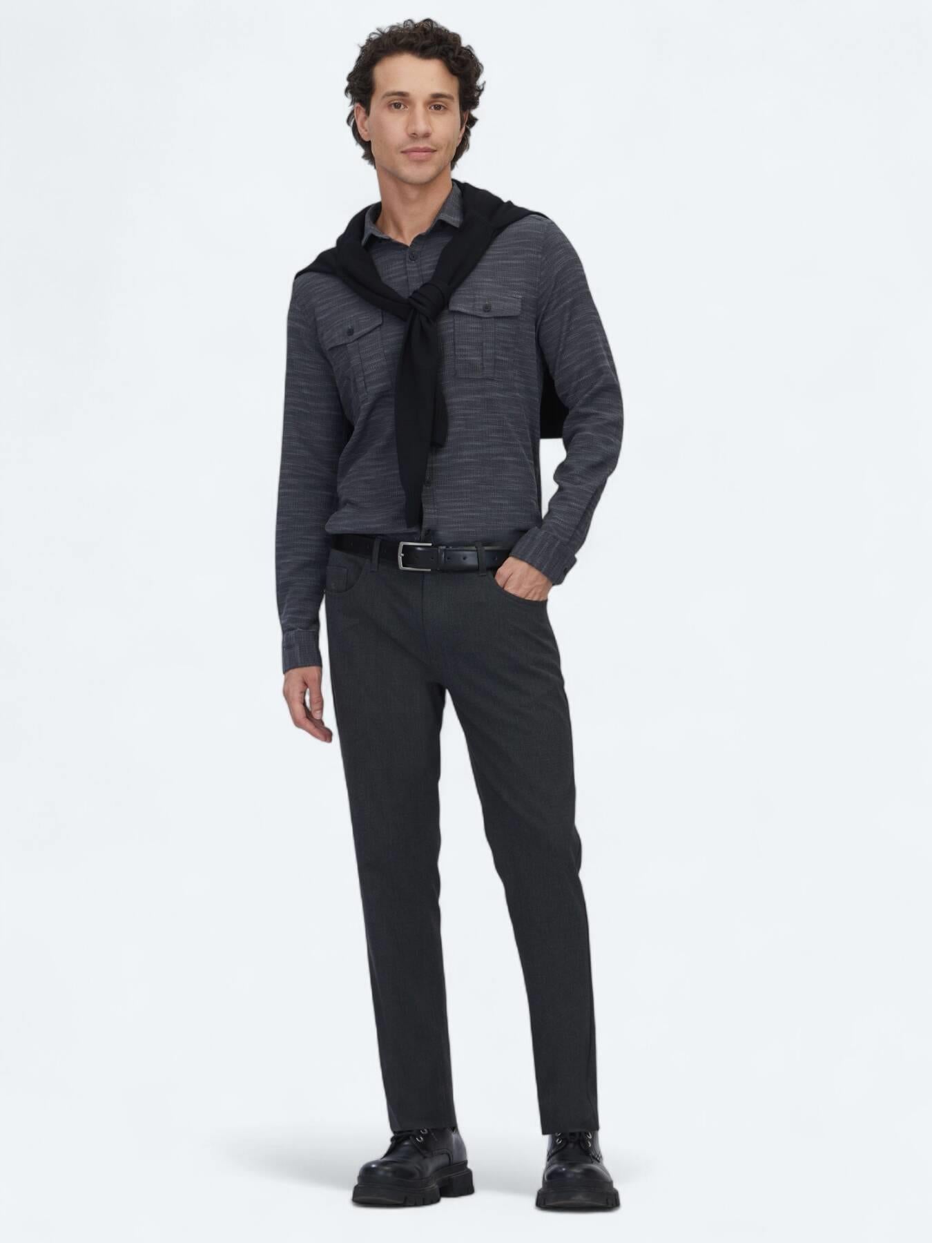 Antrasit Dokuma Slim Fit Casual Pantolon