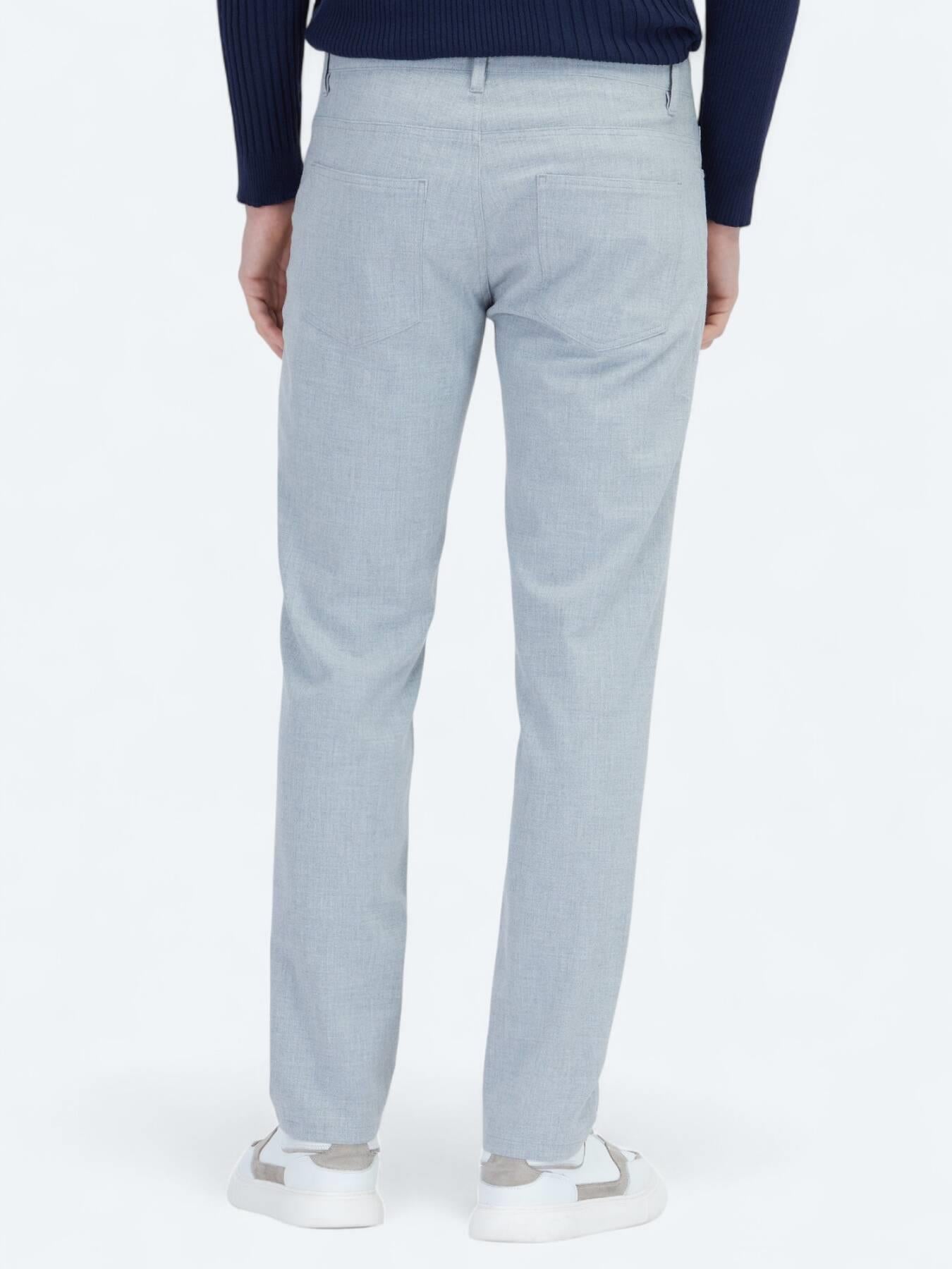 Gri Dokuma Slim Fit Casual Pantolon