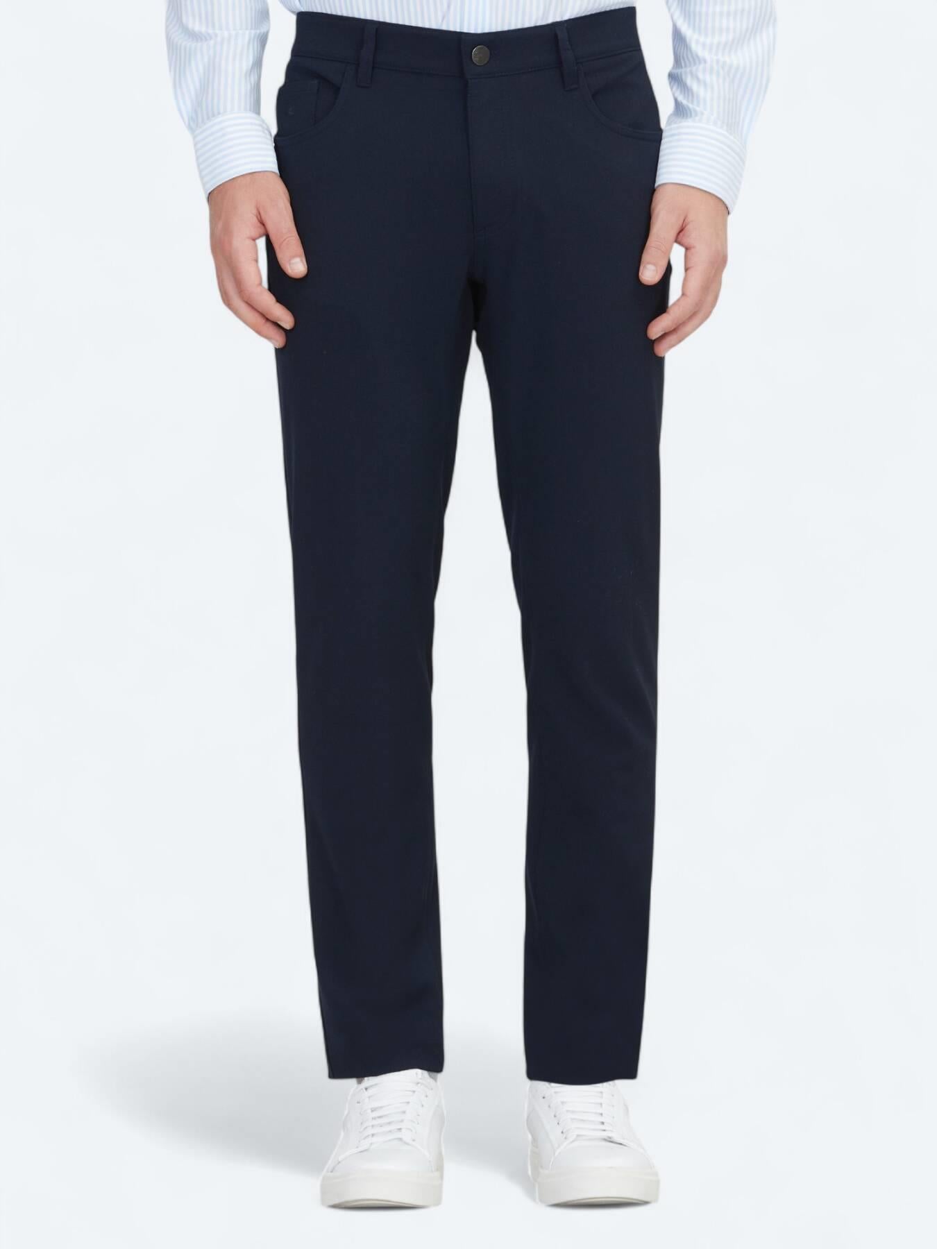 Lacivert Dokuma Slim Fit Casual Pantolon
