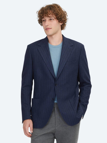 Lacivert Çizgili Comfort Fit Örme Ceket