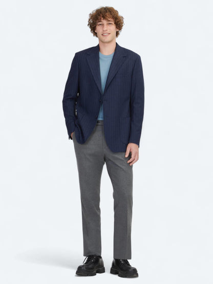 Lacivert Çizgili Comfort Fit Örme Ceket