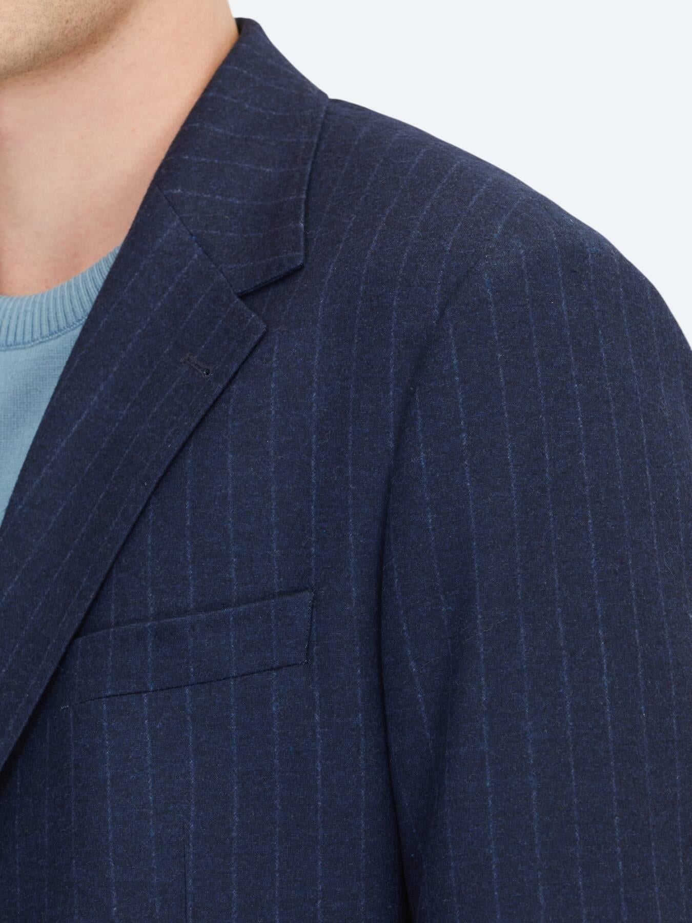 Lacivert Çizgili Comfort Fit Örme Ceket