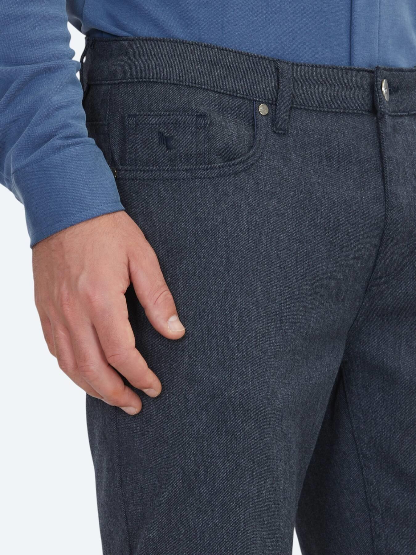 Lacivert Dokuma Regular Fit Casual Pamuk Karışımlı Pantolon