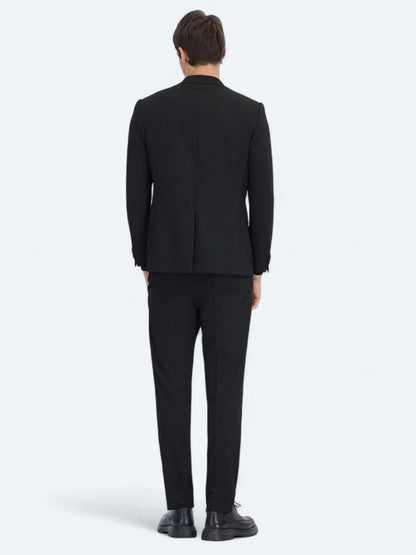 Siyah Çizgili Modern Fit Takım Elbise