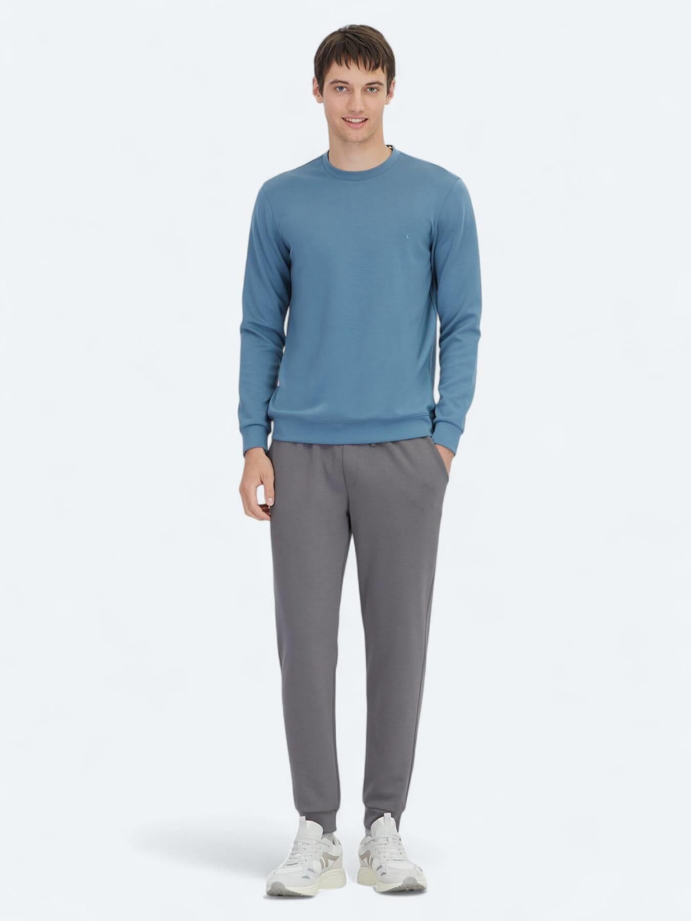 Indigo Bisiklet Yaka Sweatshırt