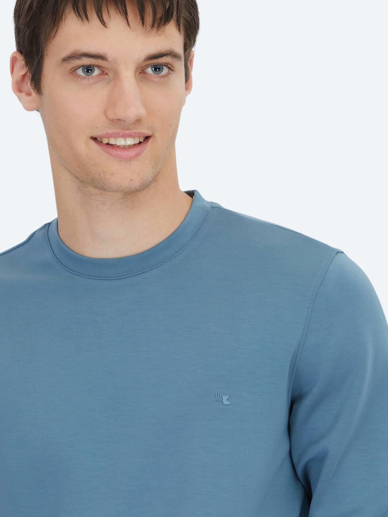 Indigo Bisiklet Yaka Sweatshırt