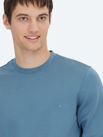 Indigo Bisiklet Yaka Sweatshırt