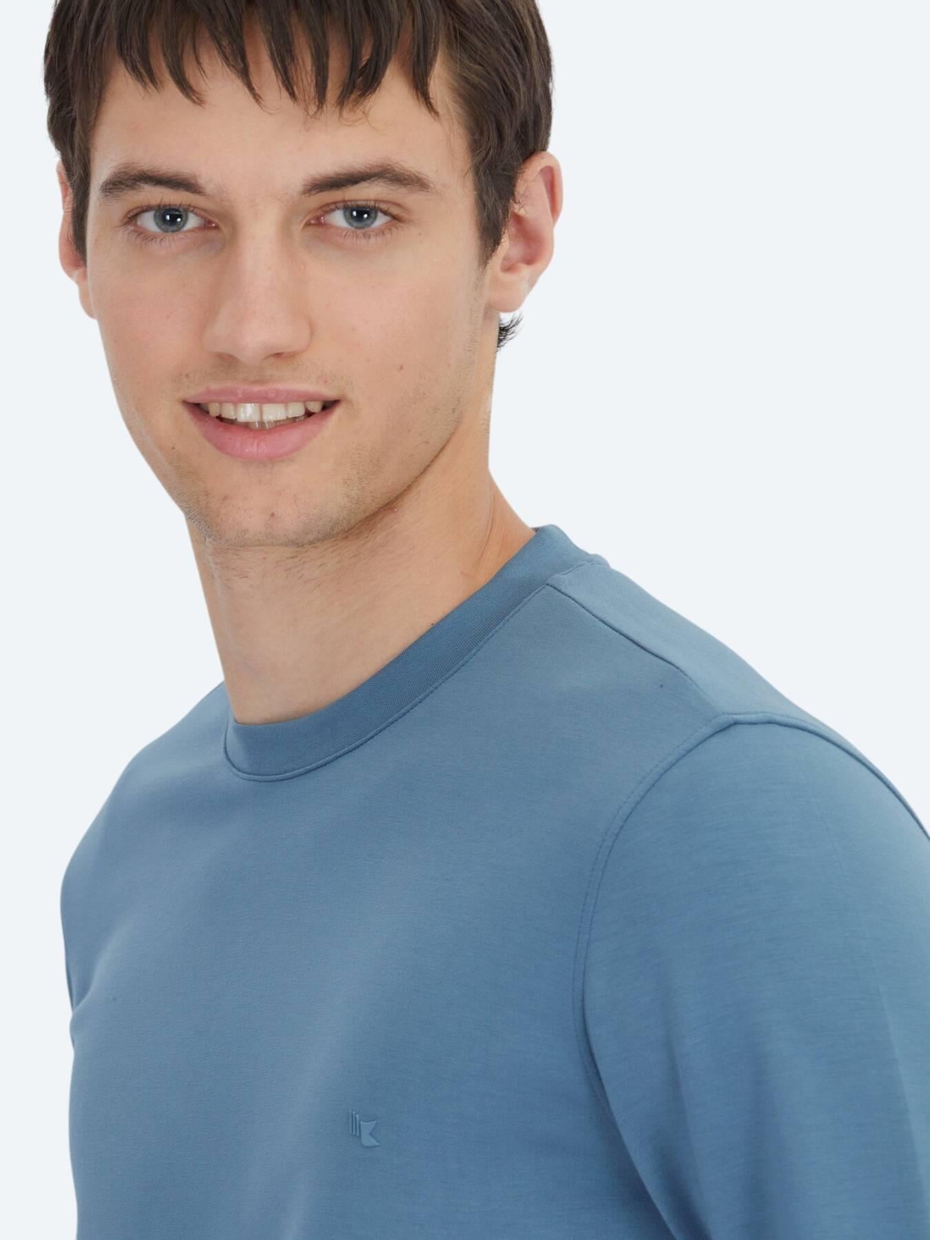 Indigo Bisiklet Yaka Sweatshırt