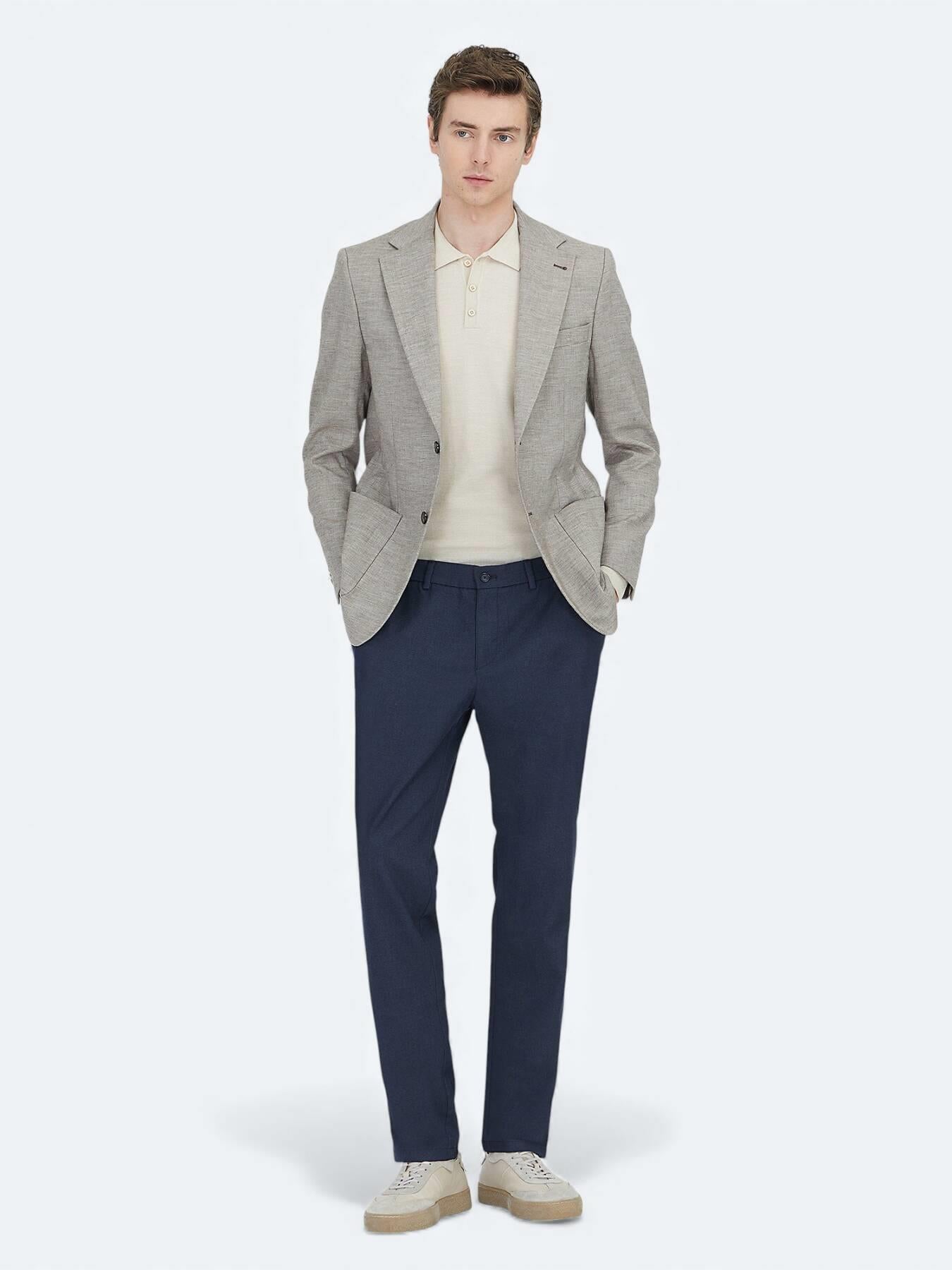Koyu Kahve Desenli Modern Fit Yün Karışımlı Ceket