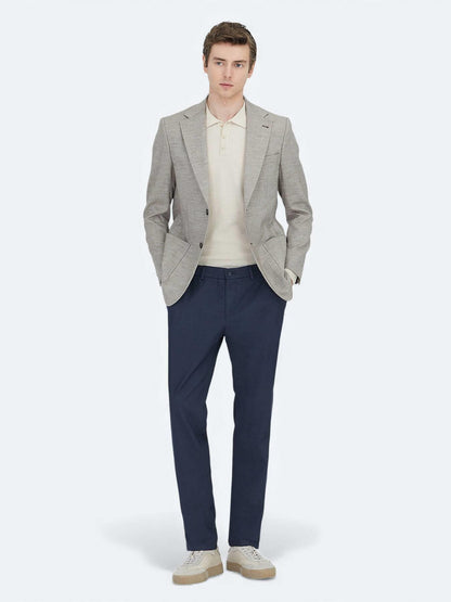 Koyu Kahve Desenli Modern Fit Yün Karışımlı Ceket