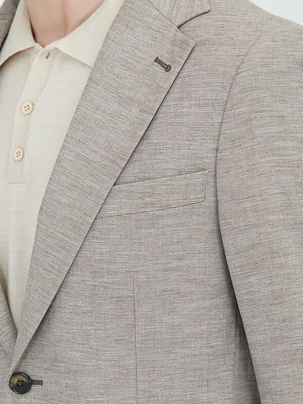 Koyu Kahve Desenli Modern Fit Yün Karışımlı Ceket
