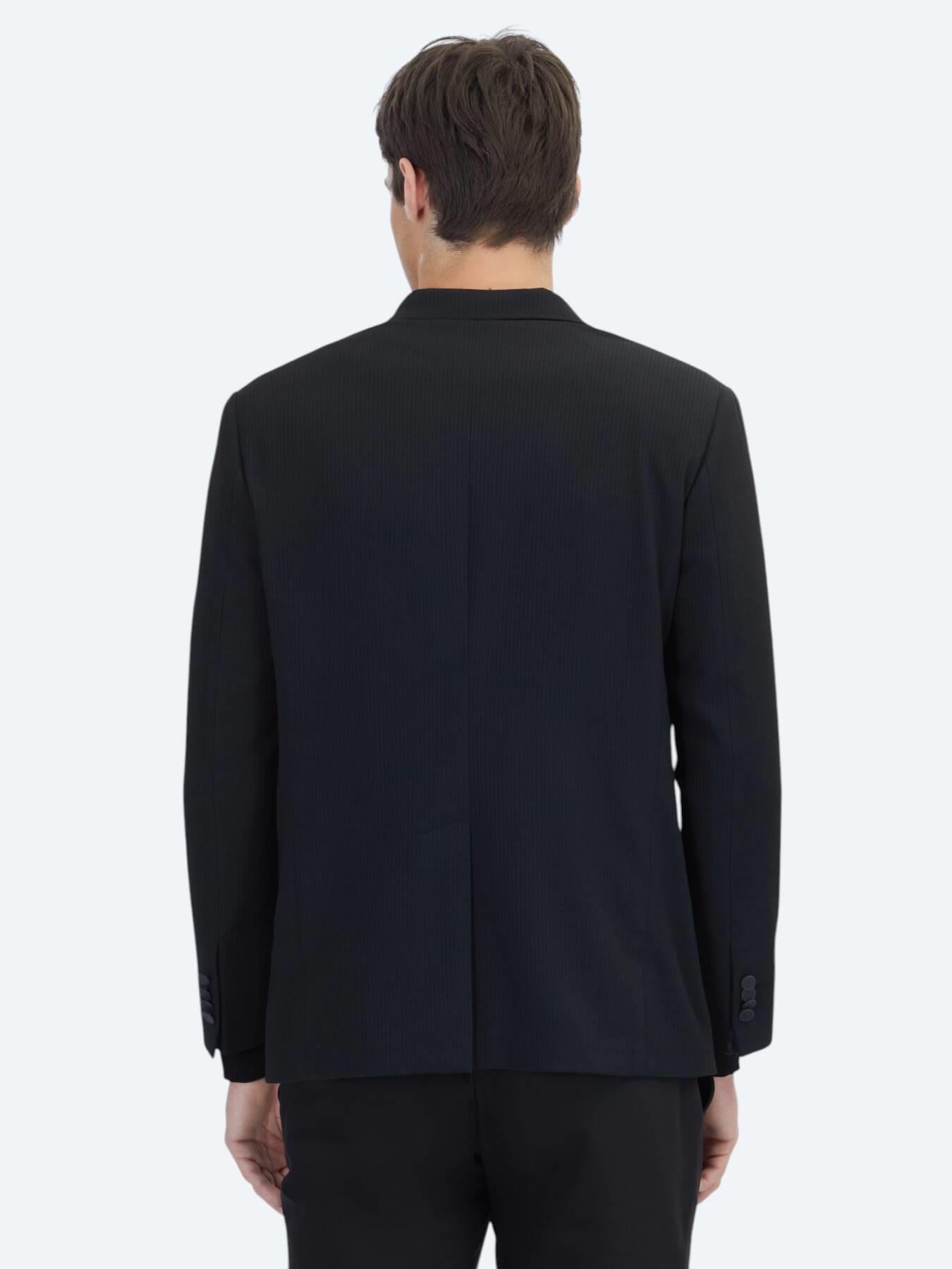 Siyah Çizgili Comfort Fit Ceket