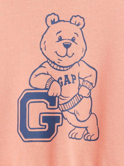 Pembe Relaxed Fransız Havlu Kumaş Grafik Baskılı Sweatshirt