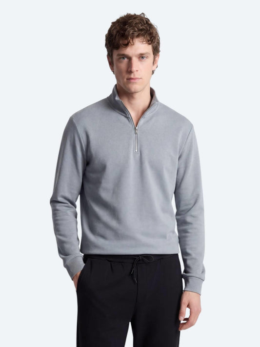 Gri Dik Yaka Düz Sweatshırt