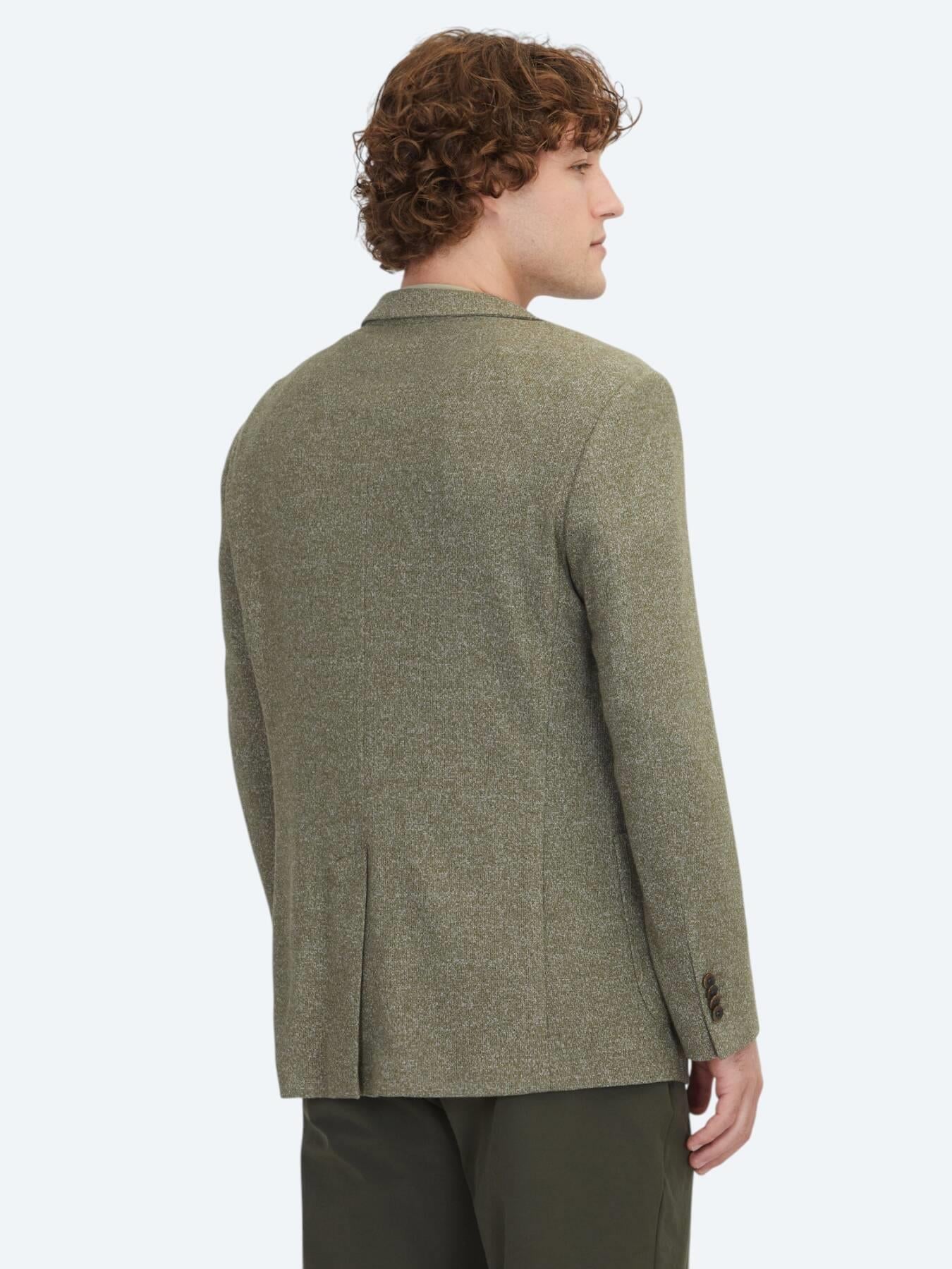 Haki Desenli Modern Fit Pamuk Karışımlı Örme Ceket