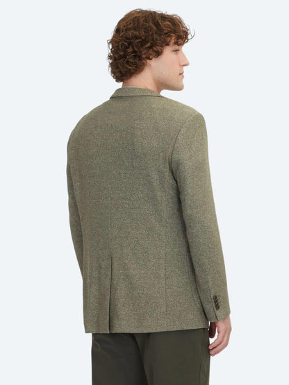 Haki Desenli Modern Fit Pamuk Karışımlı Örme Ceket