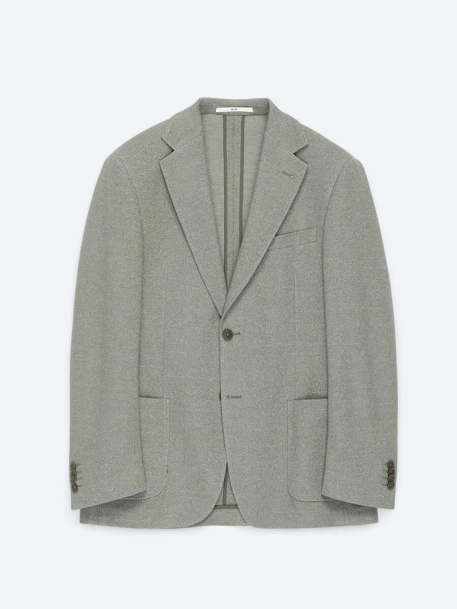 Haki Desenli Modern Fit Pamuk Karışımlı Örme Ceket
