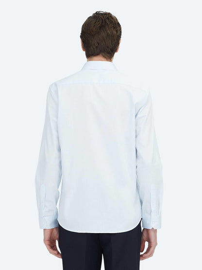 Koyu Mavi Düz Slim Fit Uzun Dokuma Klasik %100 Pamuk Gömlek