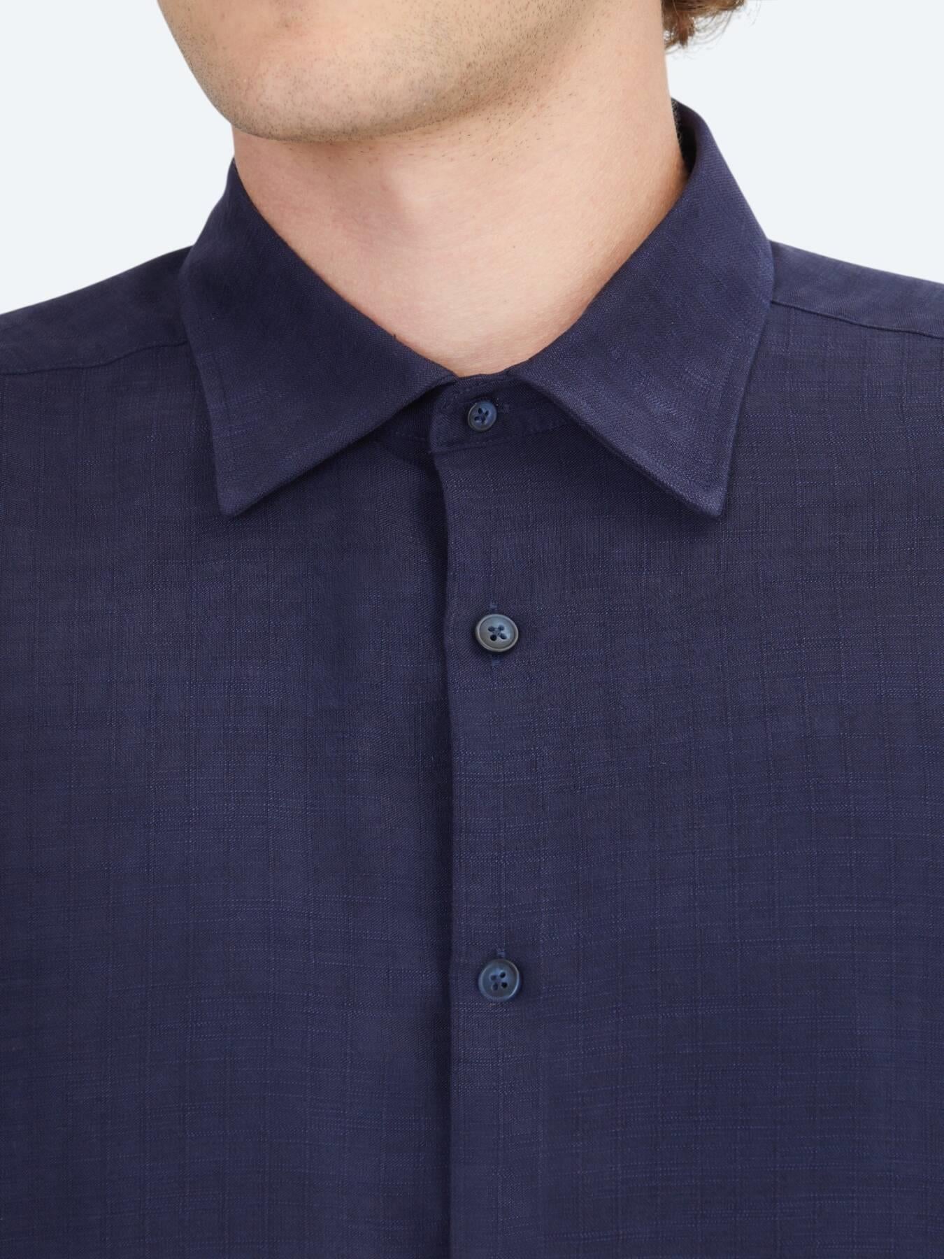 Lacivert Çizgili Regular Fit Uzun Dokuma Casual Gömlek