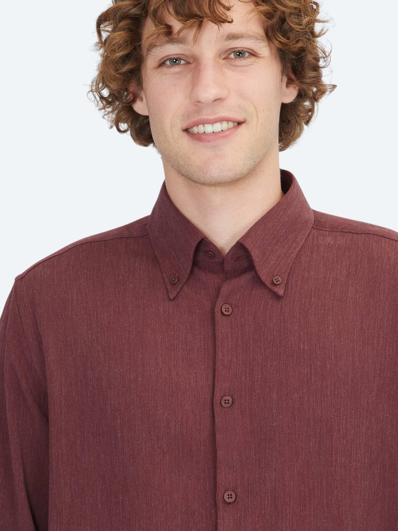 Bordo Regular Fit Uzun Dokuma Casual Gömlek