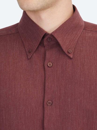 Bordo Regular Fit Uzun Dokuma Casual Gömlek