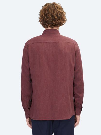 Bordo Regular Fit Uzun Dokuma Casual Gömlek